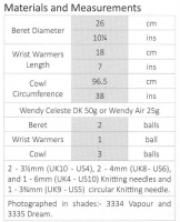 Knitting Pattern - Wendy 5917 - Celeste DK - Beret, Wrist Warmers and Cowl